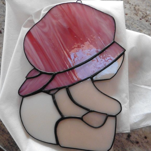 Stained Glass of Baby Girl With Pink Bonnet & White Diaper. Made by myself. - Picture 2 of 5